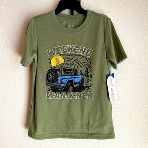 Wonder Nation Kids Pajama Set - Green Weekend Wanderer top & camo shorts -XS 4/5